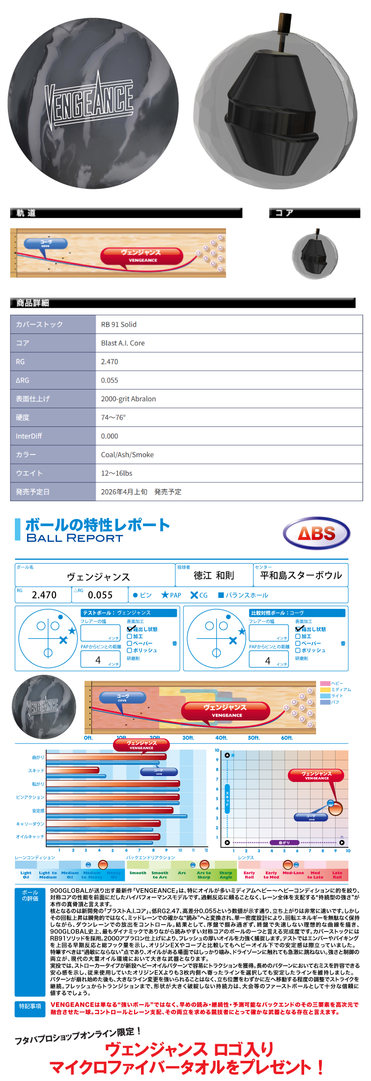 ボウリング用品 ボウリングボール 900グローバル 900GLOBAL　ヴェンジャンス　VENGEANCE
  