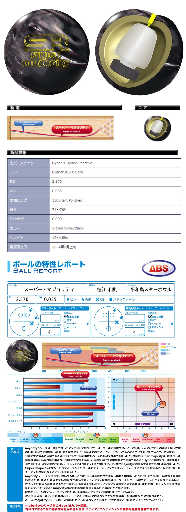 ボウリング用品 ボウリングボール スーパーマジョリティ　Super majority