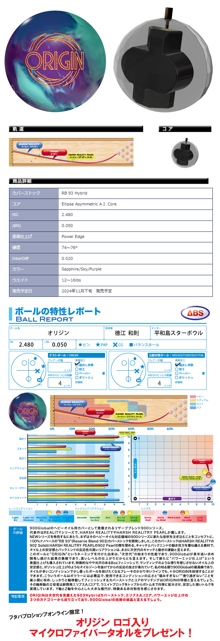 ボウリング用品 ボウリングボール 900グローバル　900GLOBAL　オリジン　ORIGIN
  