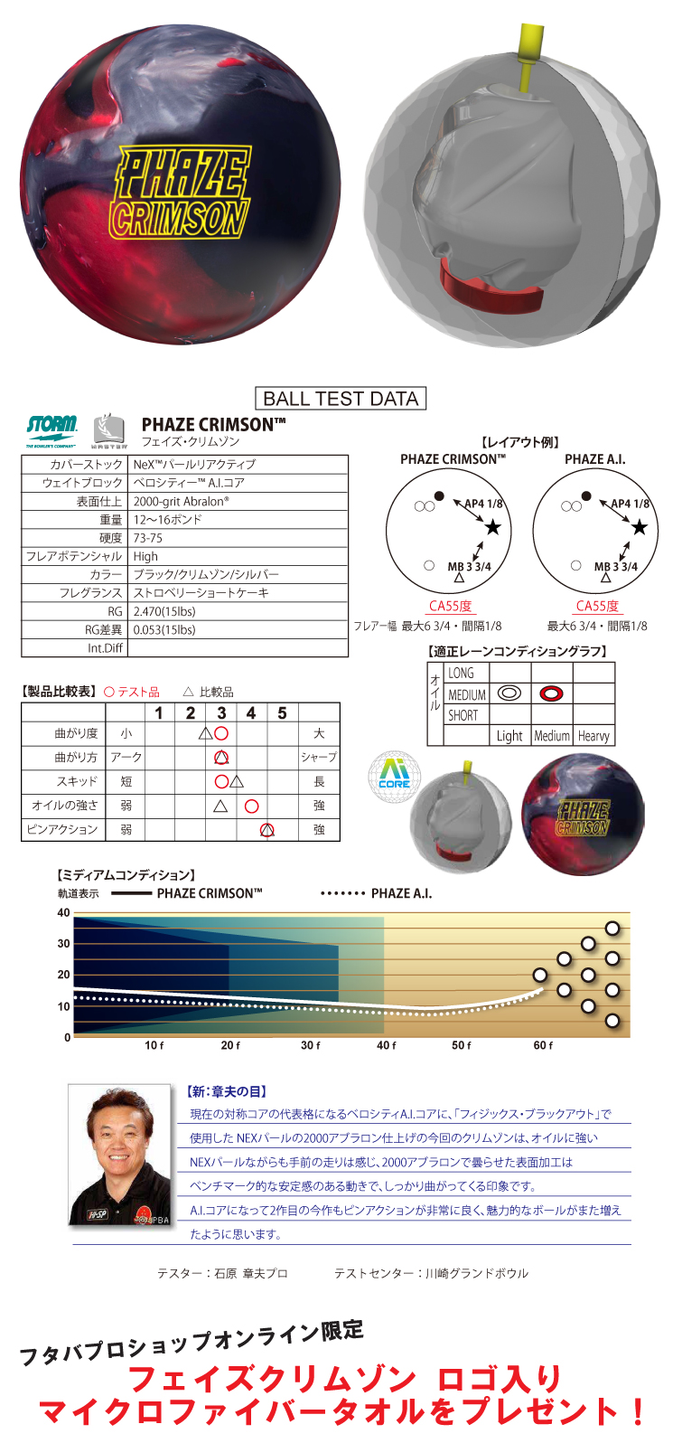 ボウリングボール ハイスポーツ HISPORTS　ストーム STORM　フェイズクリムゾン　PHAZE CRIMSON