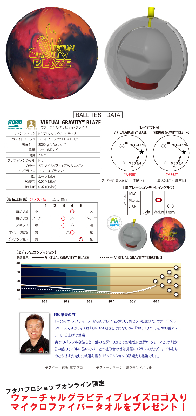 ボウリングボール ハイスポーツ HISPORTS　ストーム STORM　ヴァーチャルグラビティ・ブレイズ VIRTUAL GRAVITY™ BLAZE