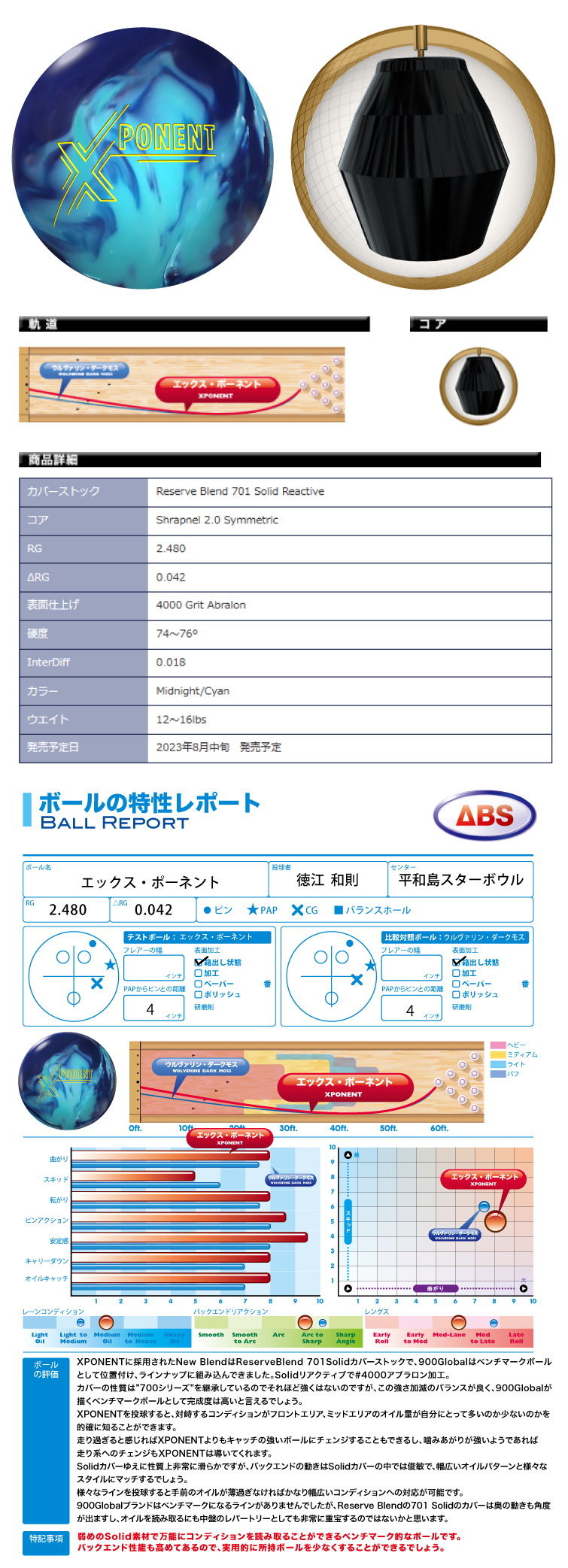 ボウリング用品 ボウリングボール　900グローバル　900GLOBAL　Xポーネント　X PONENT　  