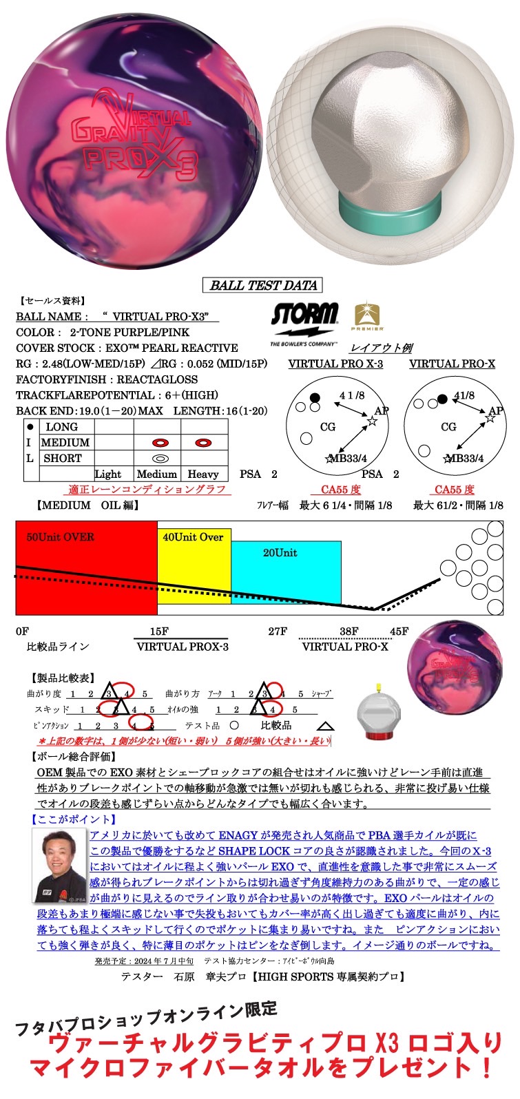 ボウリング用品　ボウリングボール ストーム STORM 　ヴァーチャルグラビティプロX3　VIRTUAL GRAVITY PRO-X 3