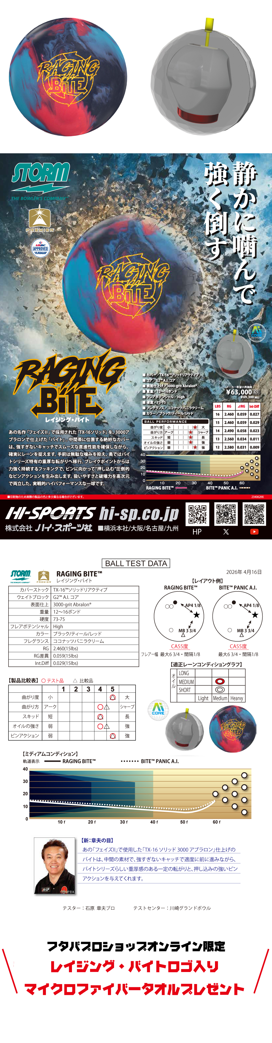 ボウリングボール ハイスポーツ HISPORTS　ストーム STORM　レイジング・バイト
