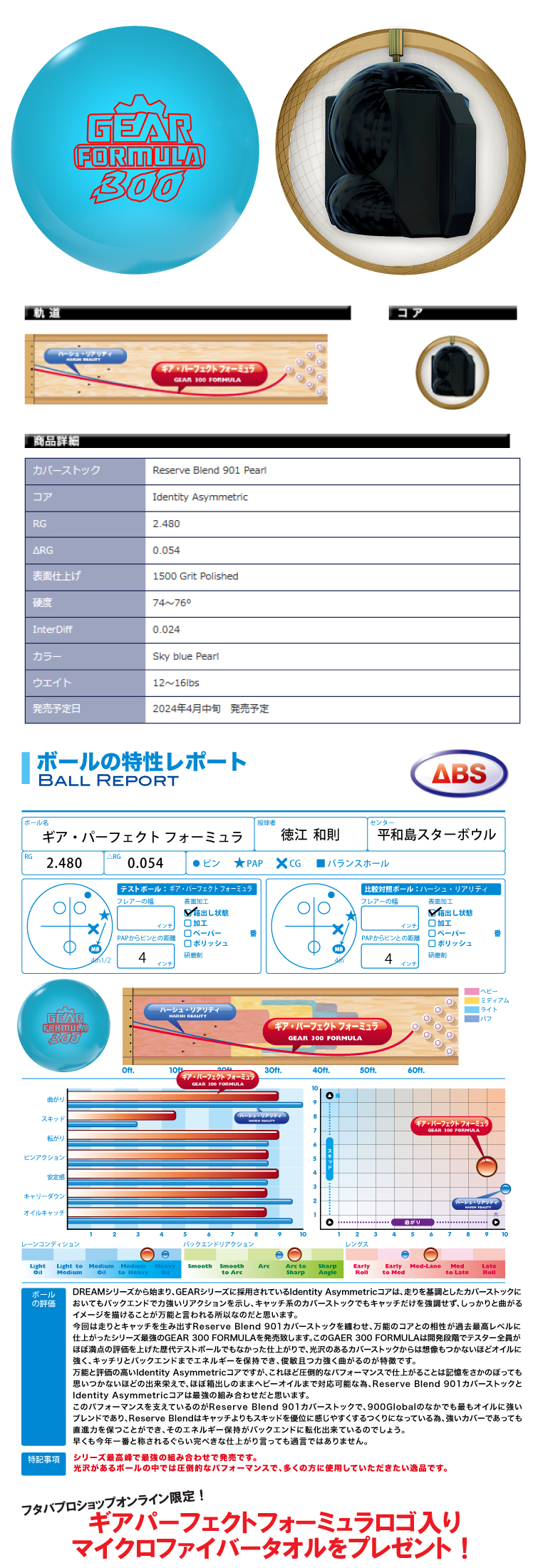 ボウリング用品 ボウリングボール 900グローバル　900GLOBAL　ギアパーフェクトフォーミュラ　GEAR 300 FORMULA
  