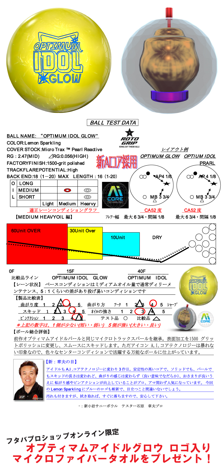 ボウリング用品　ボウリングボール ロトグリップ ROTOGRIP 　オプティマムアイドルグロウ　OPTIMUM IDOL GLOW 